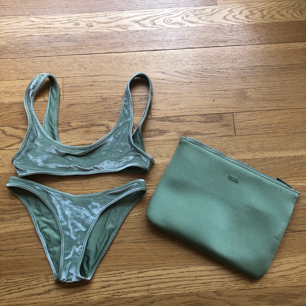Triangl Velour Green Bikini top and bottom